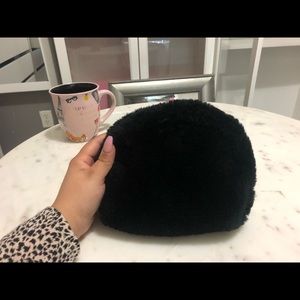 Black Fur Makeup Bag